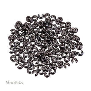 Бусина на кримп гладкая, gunmetal, 144 шт. (#03BO)