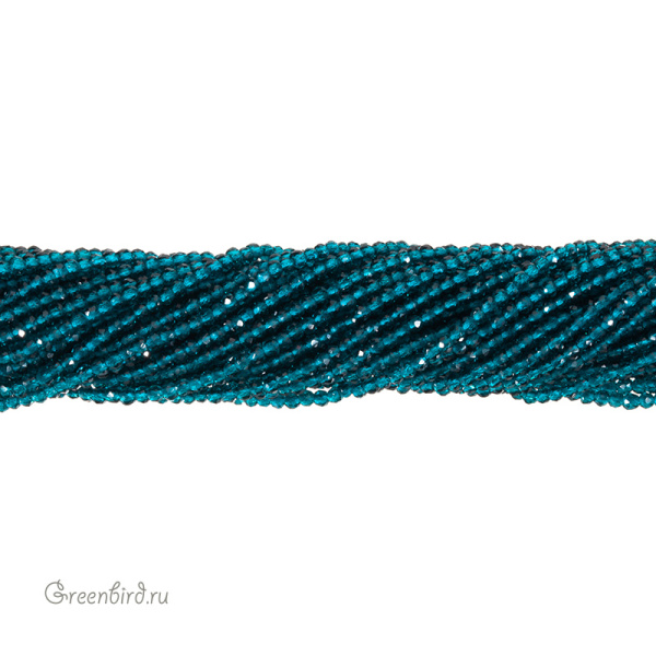 Бусины граненые рондели "Мини", изумрудный, круглые, нить (#SVAB-R2020)