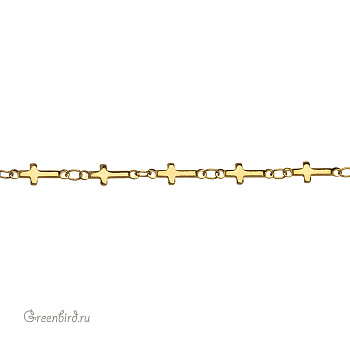 Цепочка фигурная "Крестик", золото, 10 см (SVA-Chain-220G)