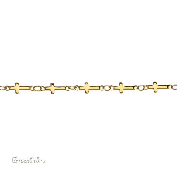 Цепочка фигурная "Крестик", золото, 10 см (SVA-Chain-220G)