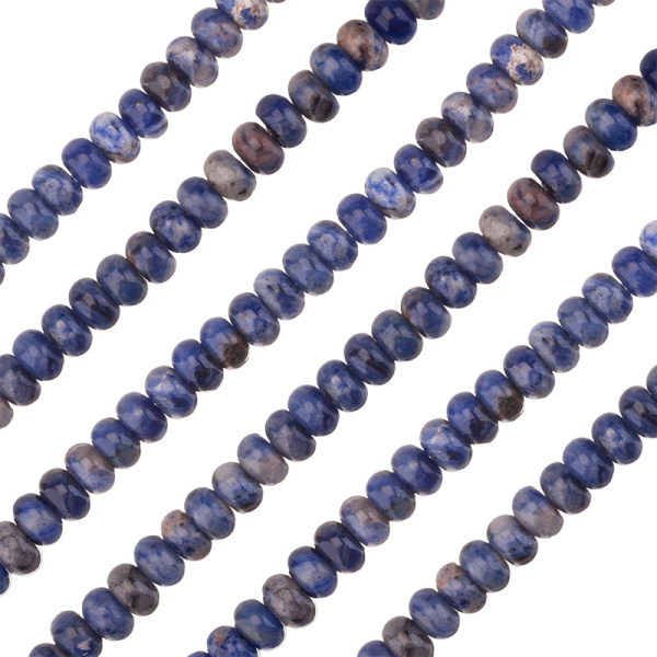 Бусины Содалит 5x8 мм, круглые, синий, нить (#SVA-NTS-40)
