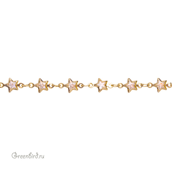 Цепочка с фианитами "Звезда", золото, 10 см (SVA-Chain-204G)