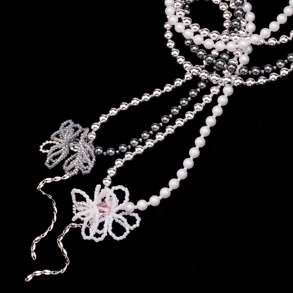 Набор материалов для создания колье-трансформера с фантазийным цветком, гематит