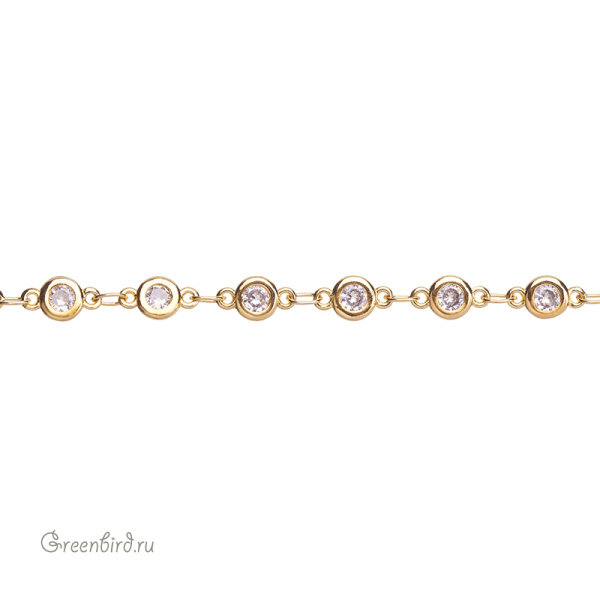 Цепочка с фианитами "Шатон", золото, 10 см (SVA-Chain-203G)