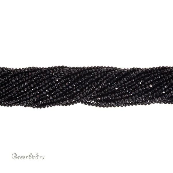 Бусины граненые рондели "Мини", черный, круглые, нить (#SVAB-R2019)