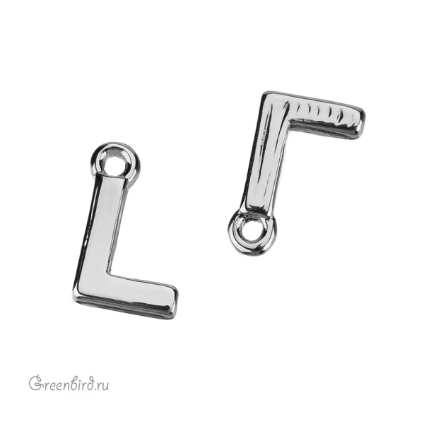 Подвеска буква "L", родий, 1 шт. (#SVA-LR-L)